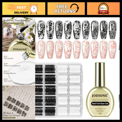 Lace nail foil transfer - nail,