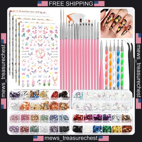 Nail art kit with - nail, brushes