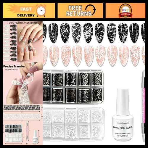 Lace nail foil - lace, transfer